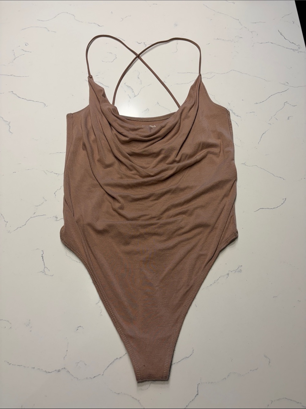 Abercrombie & Fitch Mauve-Brown Cowl-Neck Bodysuit with Crossback Straps